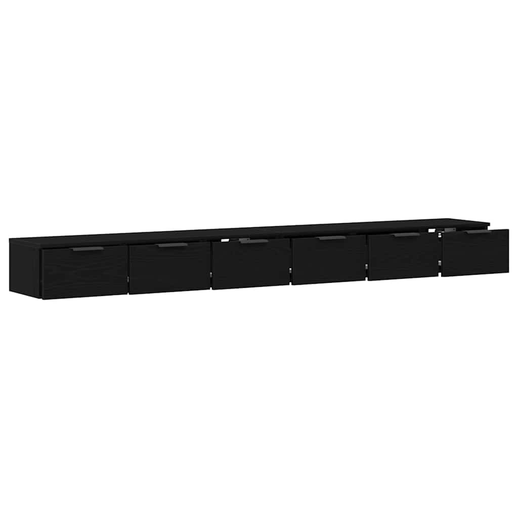 Væghængt skab 2 stk. Sort eg 102 x 30 x 20 cm Konstrueret træ