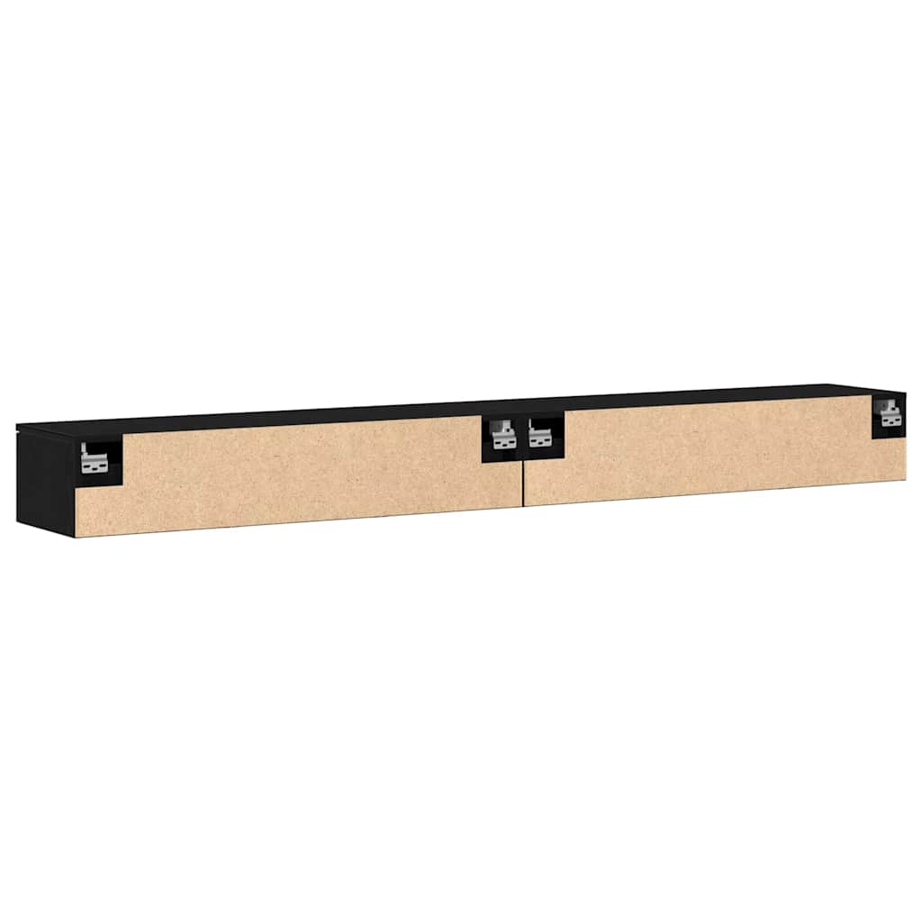 Væghængt skab 2 stk. Sort eg 102 x 30 x 20 cm Konstrueret træ