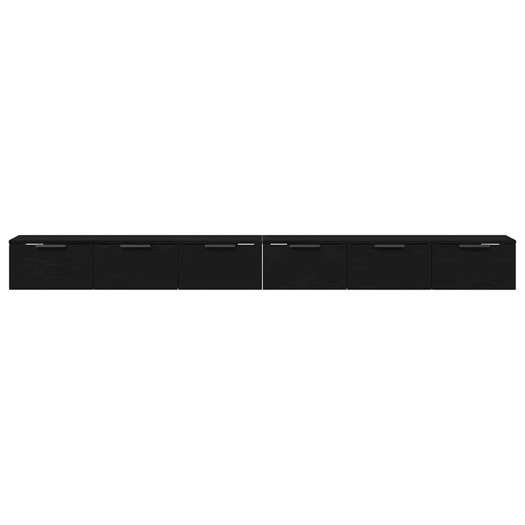 Væghængt skab 2 stk. Sort eg 102 x 30 x 20 cm Konstrueret træ