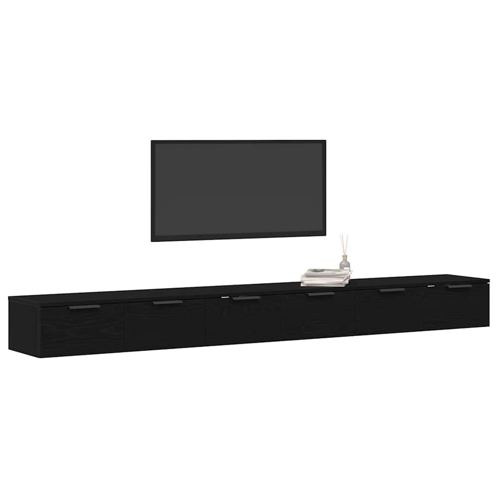 Væghængt skab 2 stk. Sort eg 102 x 30 x 20 cm Konstrueret træ