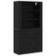 Highboard med skuffe Sort eg 80 x 33 x 150 cm Konstrueret træ