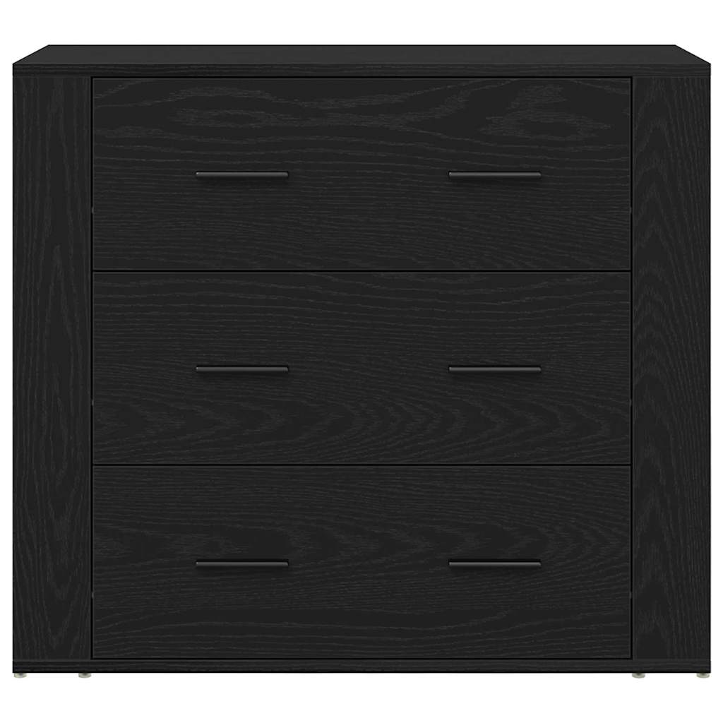 Sideboard med skuffe Sort eg 160 x 33 x 70 cm Konstrueret træ