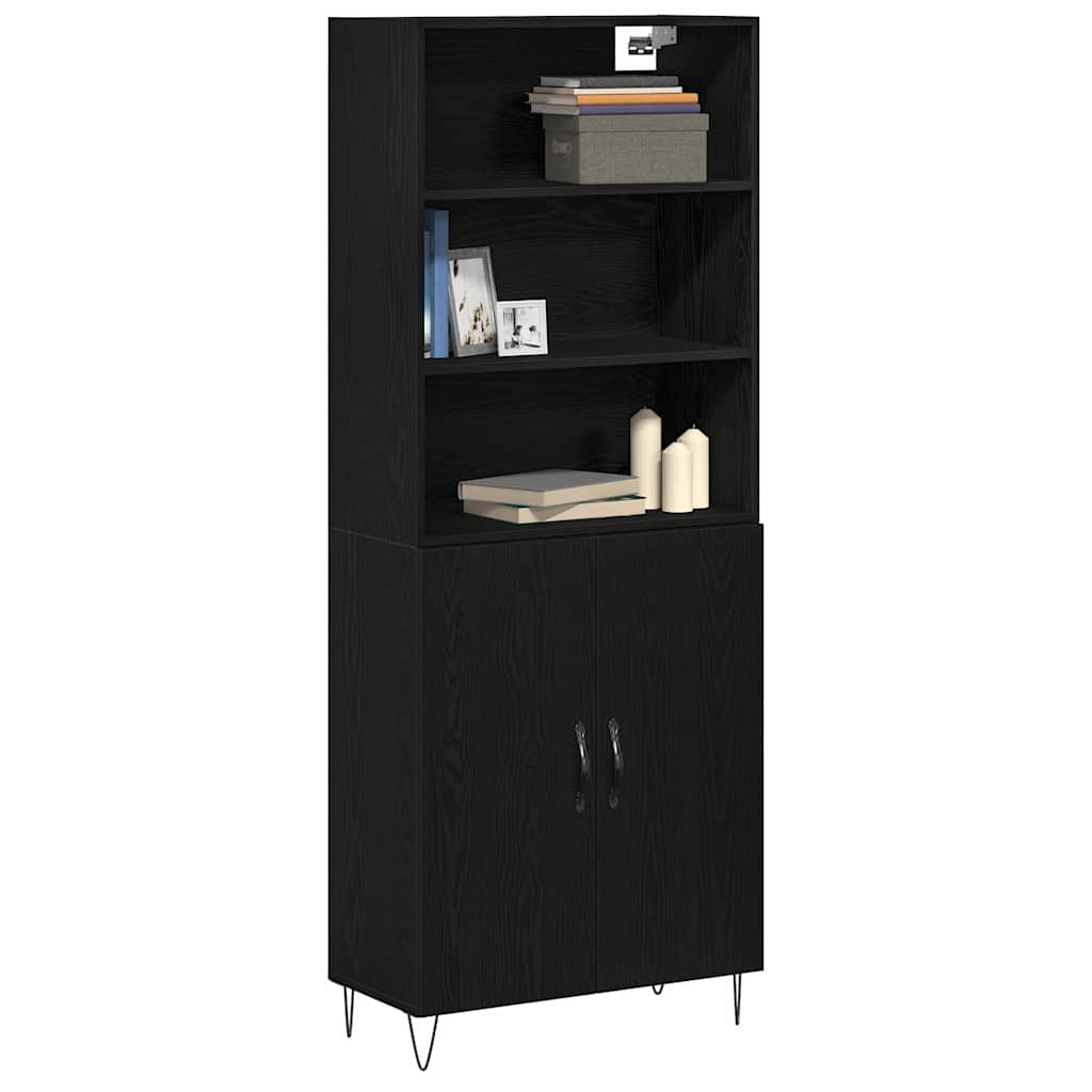 Highboard 2 pcs Sort eg 69,5 x 34 x 180 cm Konstrueret træ