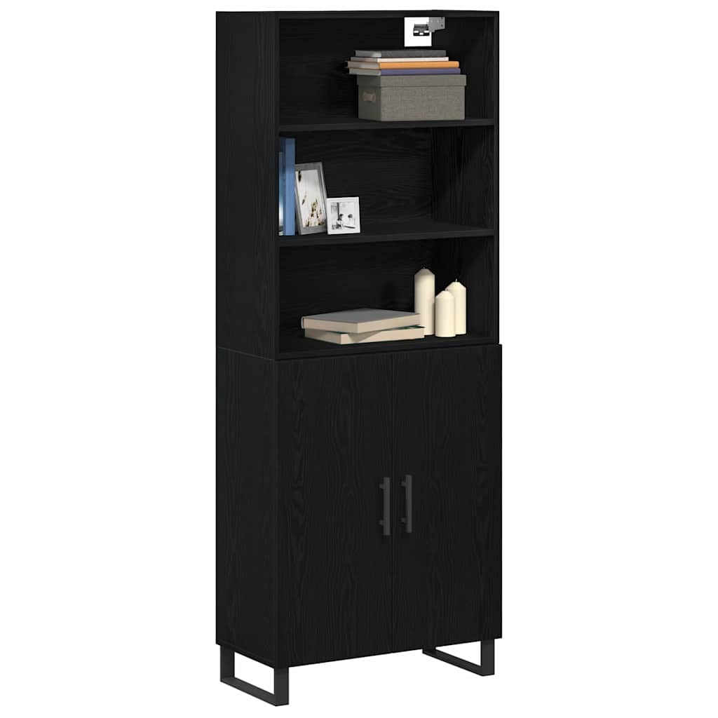 Highboard 2 pcs Sort eg Konstrueret træ