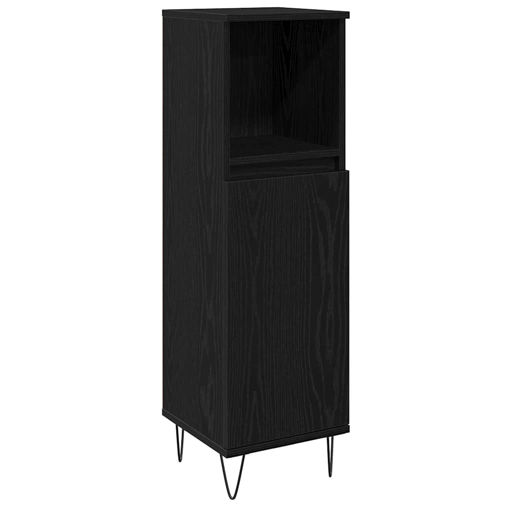Badeværelsesmøbel sæt med skuffe 3 pcs Sort eg 30 x 30 x 190 cm