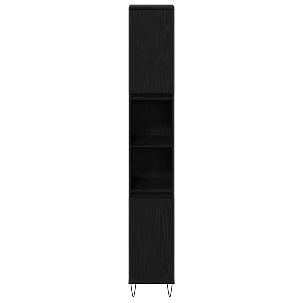 Badeværelsesmøbel sæt med skuffe 3 pcs Sort eg 30 x 30 x 190 cm