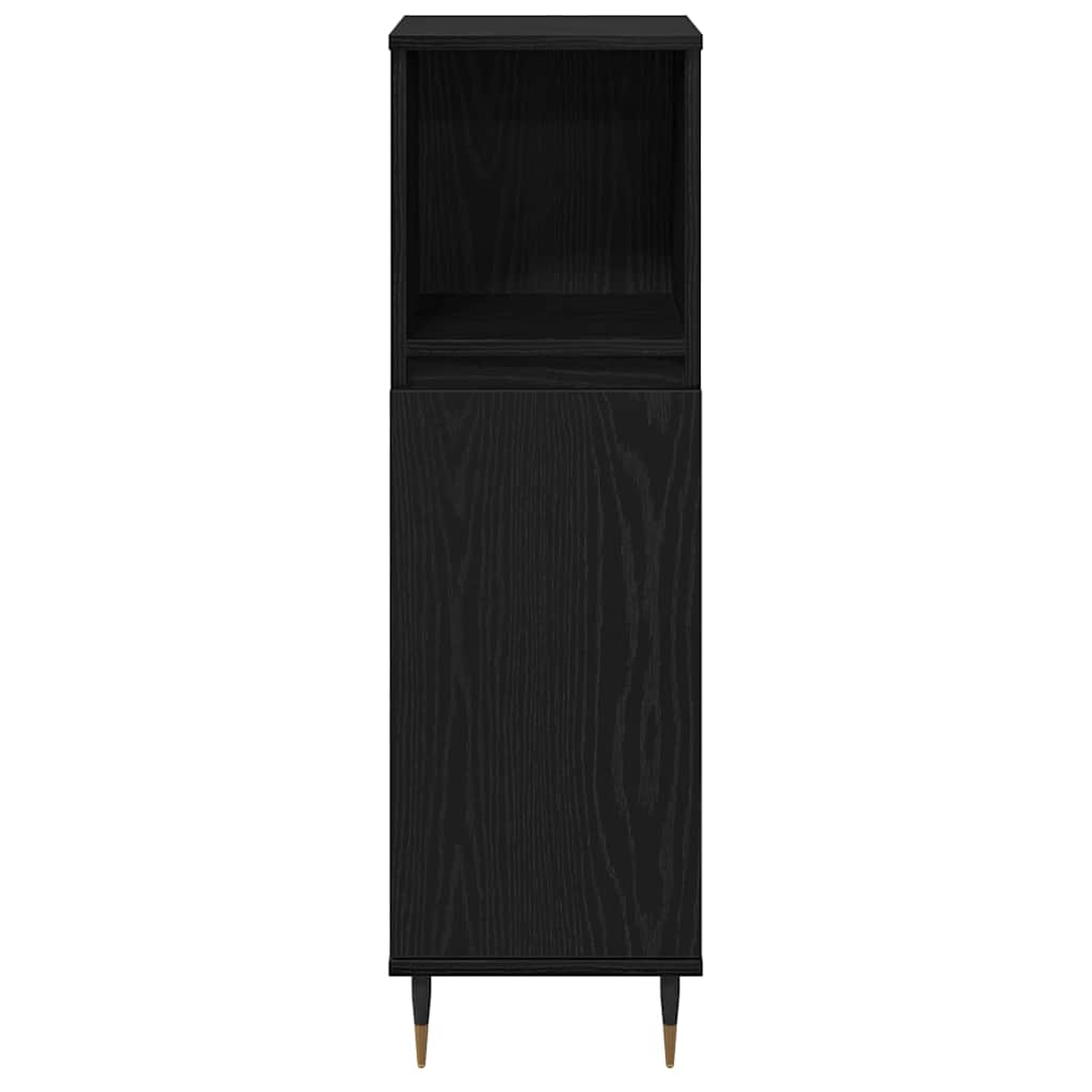 Badeværelsesmøbel sæt med dør 3 pcs Sort eg 30 x 30 x 190 cm