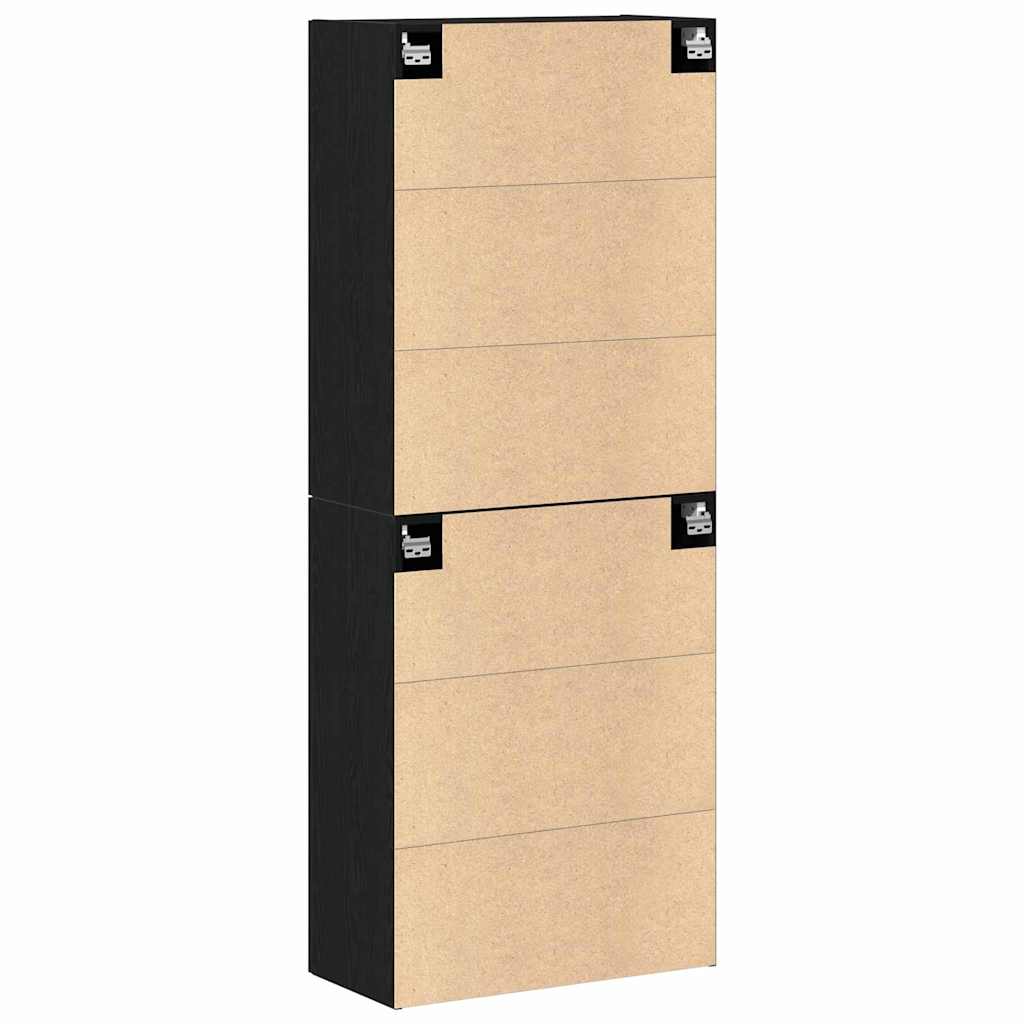 Vægmonteret skab 2 stk. Sort eg 69,5 x 34 x 90 cm
