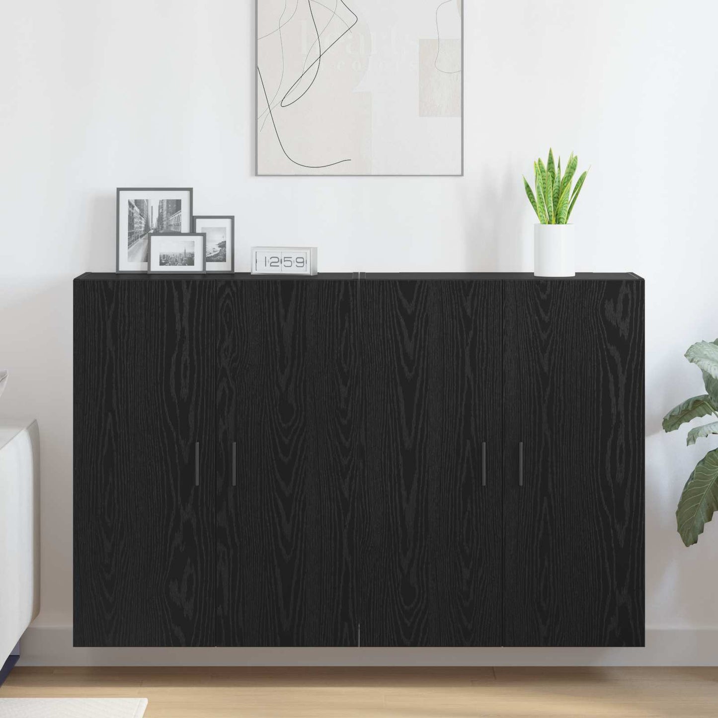 Vægmonteret skab 2 stk. Sort eg 69,5 x 34 x 90 cm