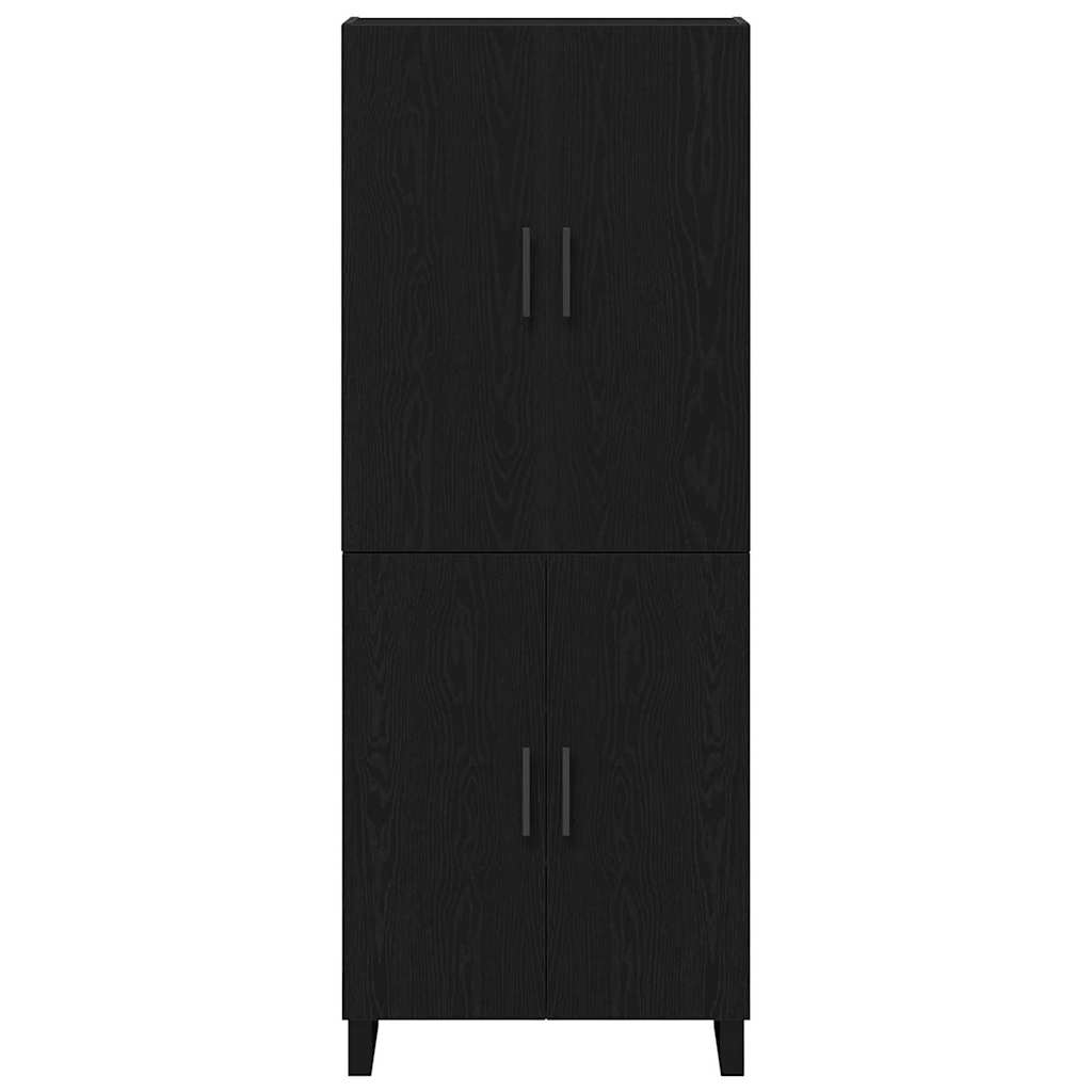Highboard 2 pcs Sort eg 69,5 x 34 x 180 cm Ingeniørtræ og glas