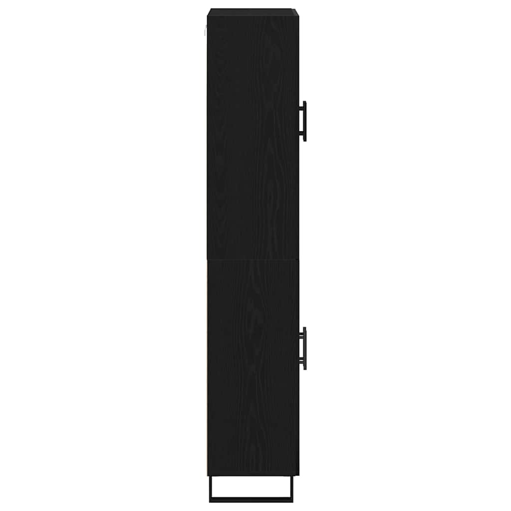 Highboard 2 pcs Sort eg 69,5 x 34 x 180 cm Ingeniørtræ og glas