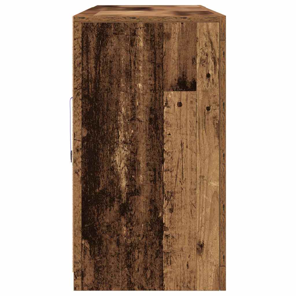 LED Sideboard Gammelt træ 181 x 37 x 67 cm Konstrueret træ