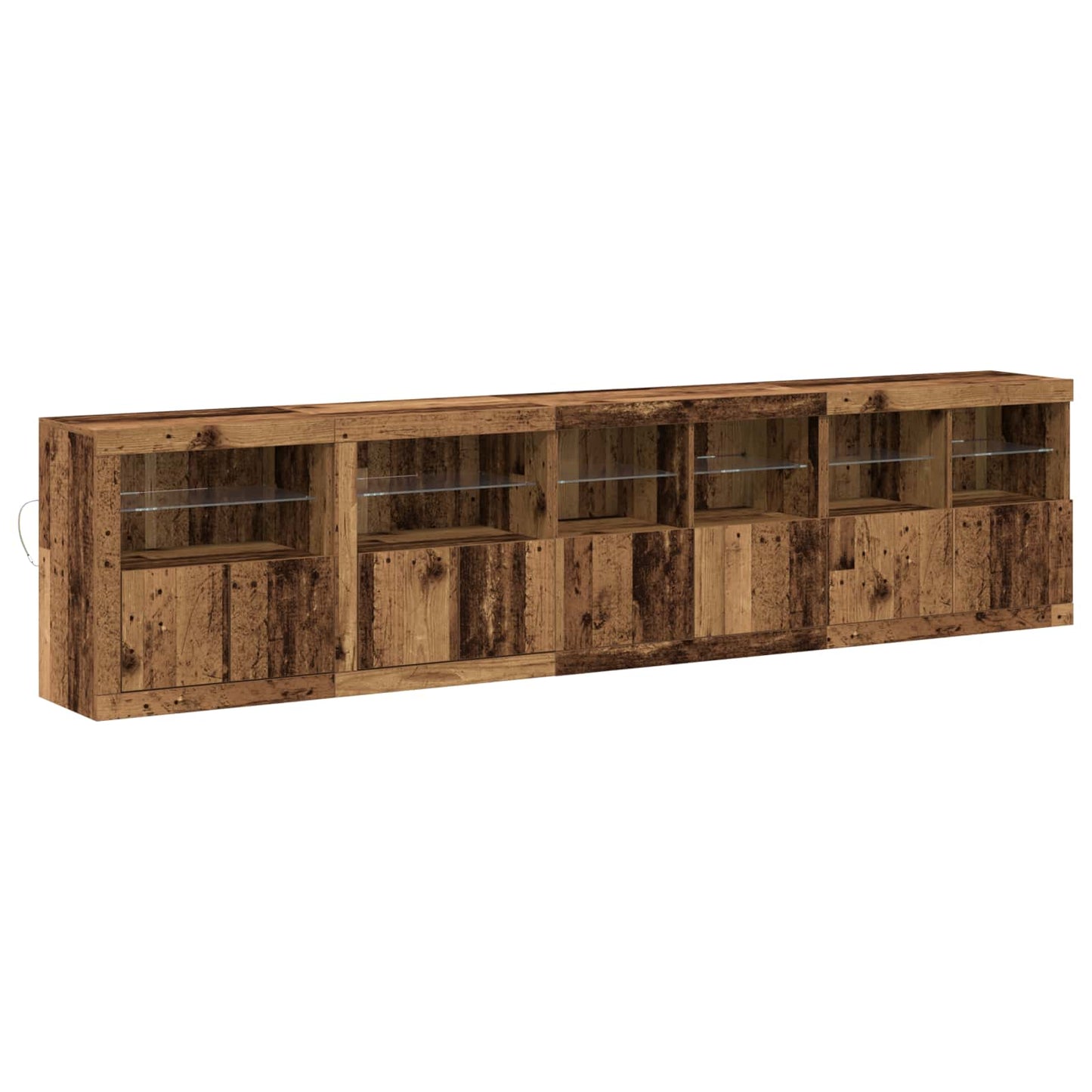 LED Sideboard Gammelt træ 283 x 37 x 67 cm Konstrueret træ