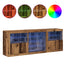 LED Sideboard Gammelt træ 181,5 x 37 x 67 cm Konstrueret træ