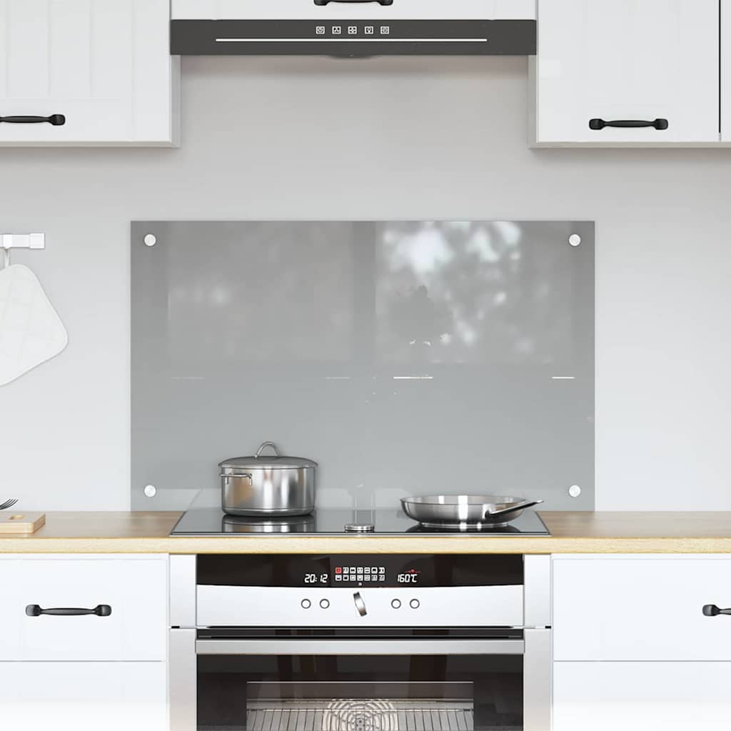 Køkkenbacksplash Lysegrå 80 x 50 cm hærdet glas billede