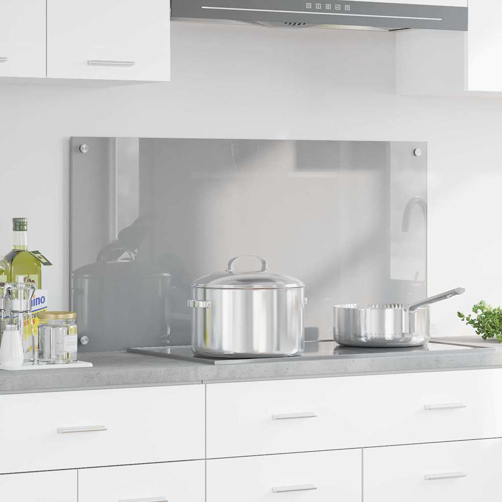 Køkkenbacksplash Lysegrå 100 x 50 cm hærdet glas billede