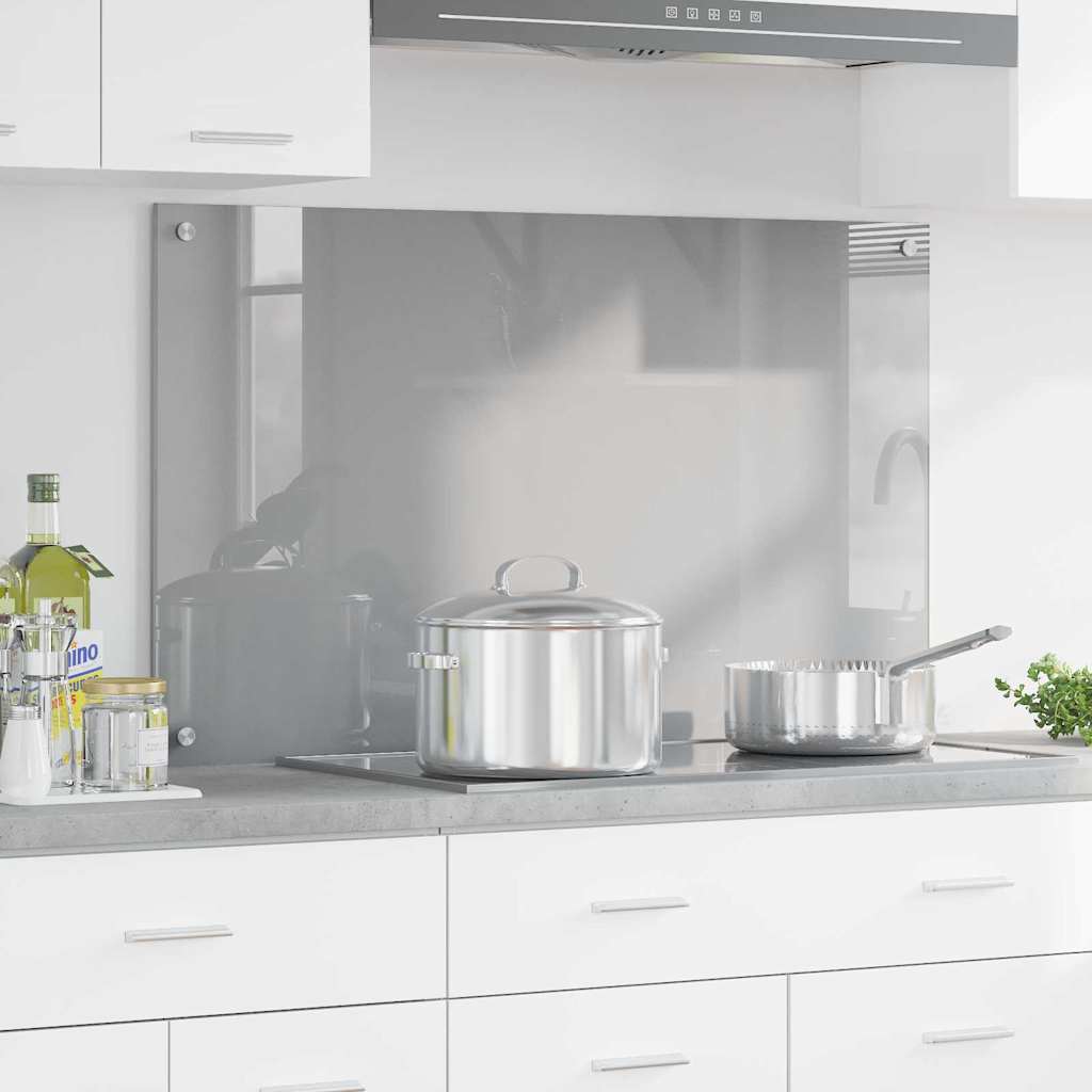 Køkkenbacksplash Lysegrå 100 x 60 cm hærdet glas billede