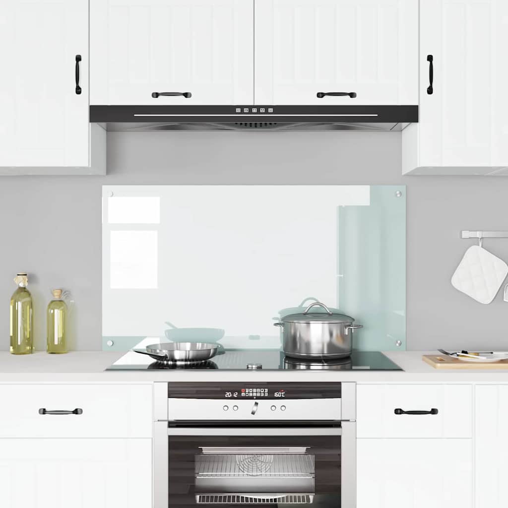 Køkkenbacksplash Hvid 110 x 60 cm hærdet glas