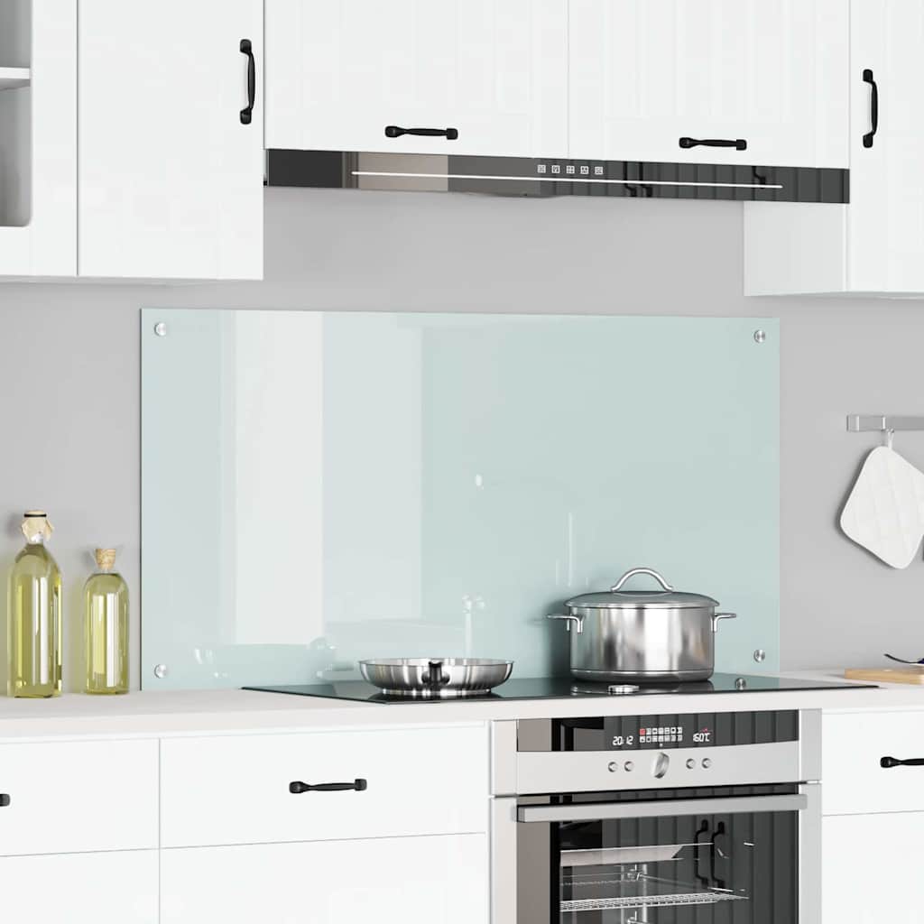 Køkkenbacksplash Hvid 120 x 60 cm hærdet glas