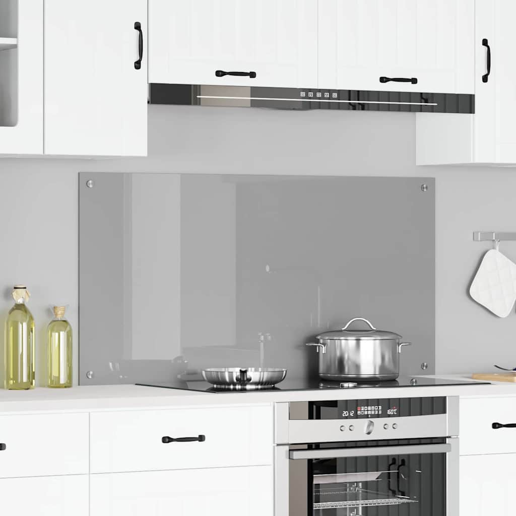 Køkkenbacksplash Lysegrå 120 x 60 cm hærdet glas billede