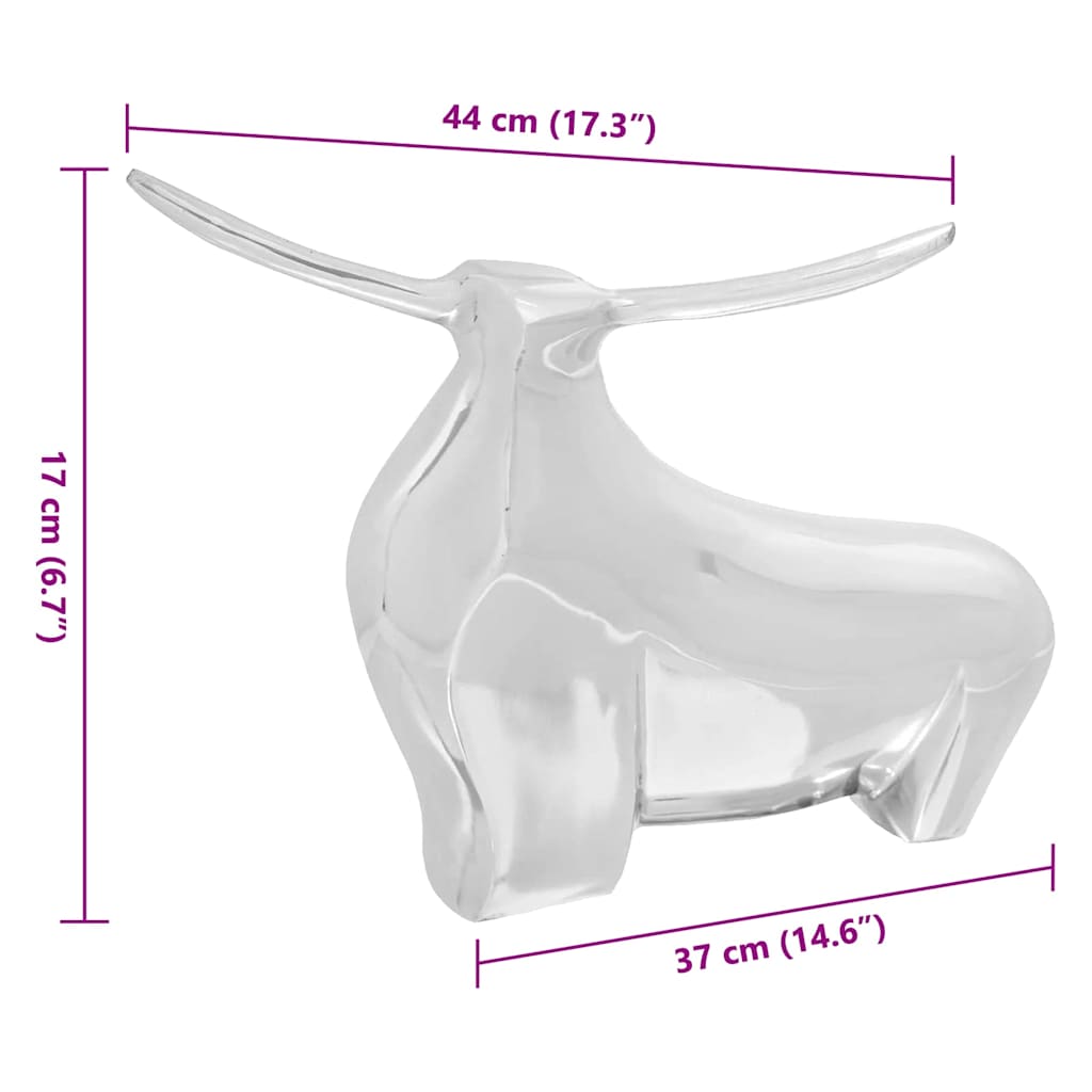 Tyrskulptur Sølv 37 x 44 x 17 cm Aluminium