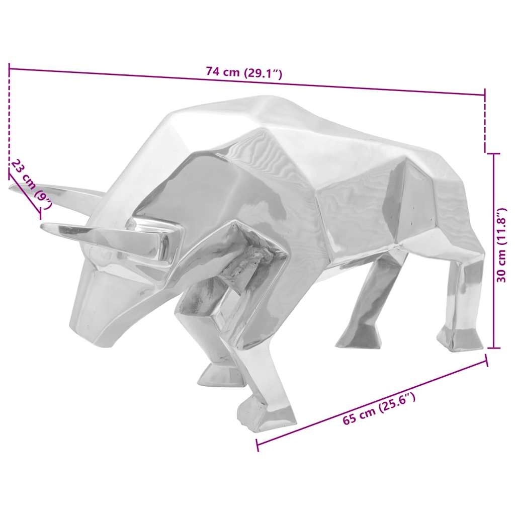 Tyrskulptur Sølv 74 x 23 x 30 cm Aluminium