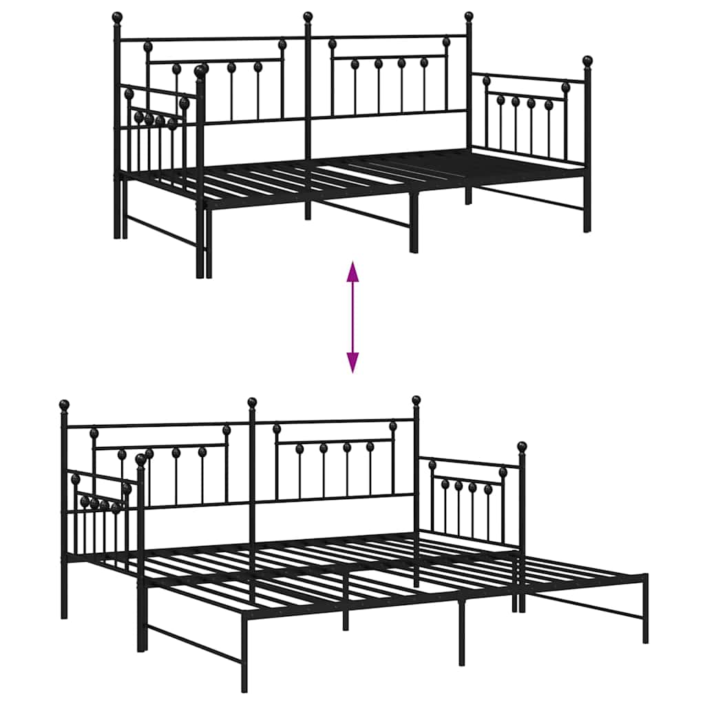Dagsengramme Sort 90 x 190 cm Stål