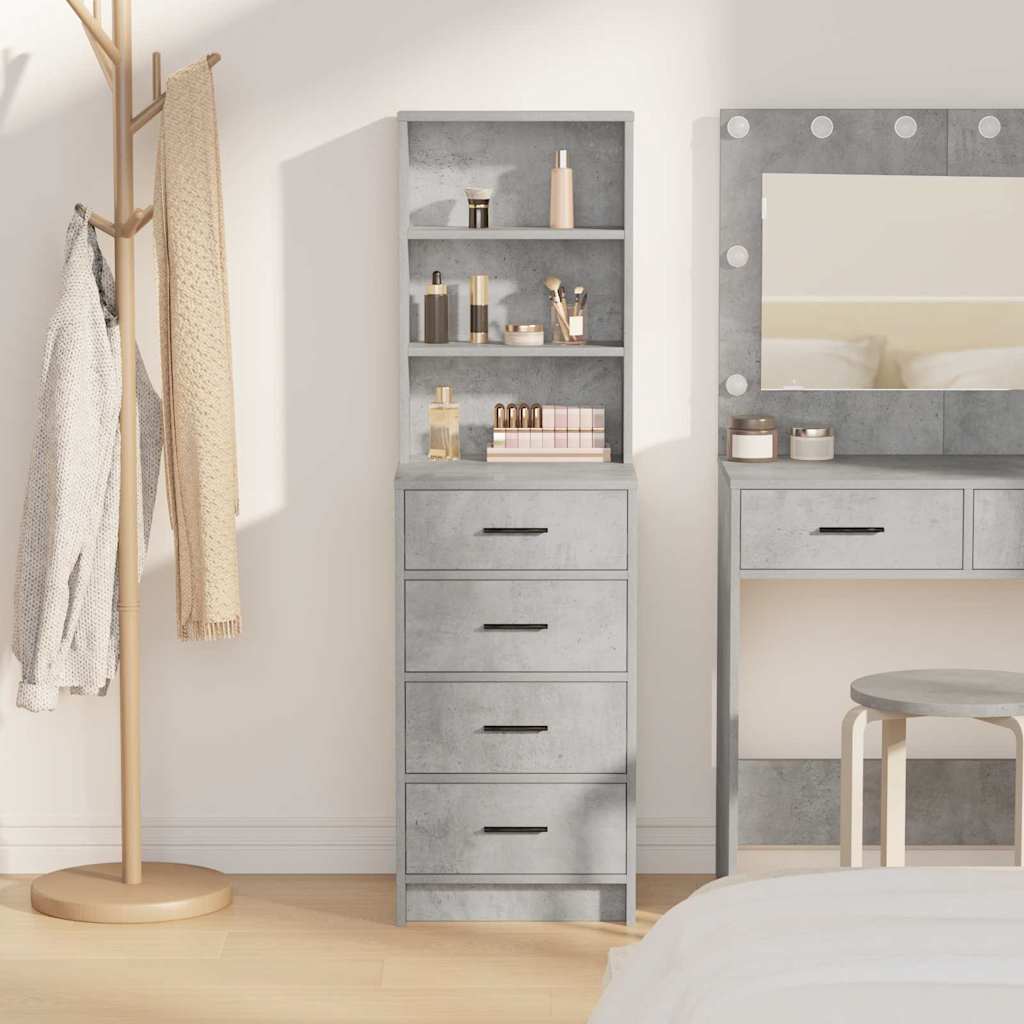 Highboard med skuffe Betongrå 40 x 41 x 135 cm Konstrueret træ