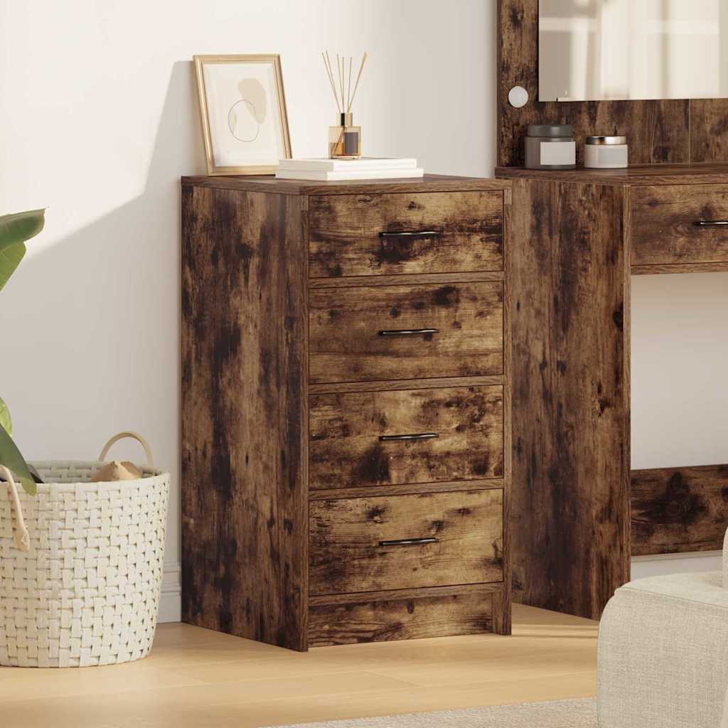 Sideboard med skuffe Røget eg 40 x 41 x 75 cm Konstrueret træ