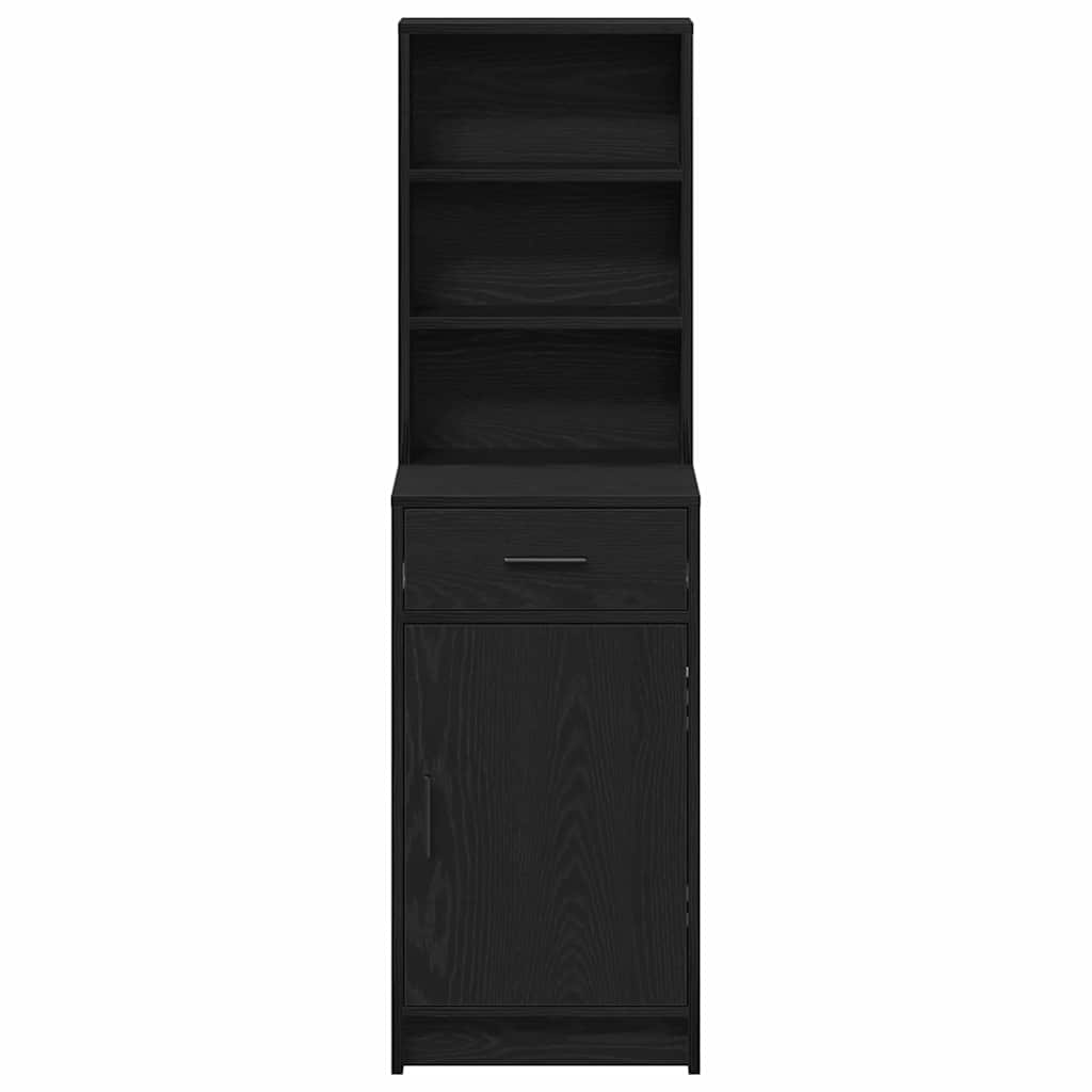 Highboard med skuffe Sort eg 40 x 40,5 x 135 cm Konstrueret træ
