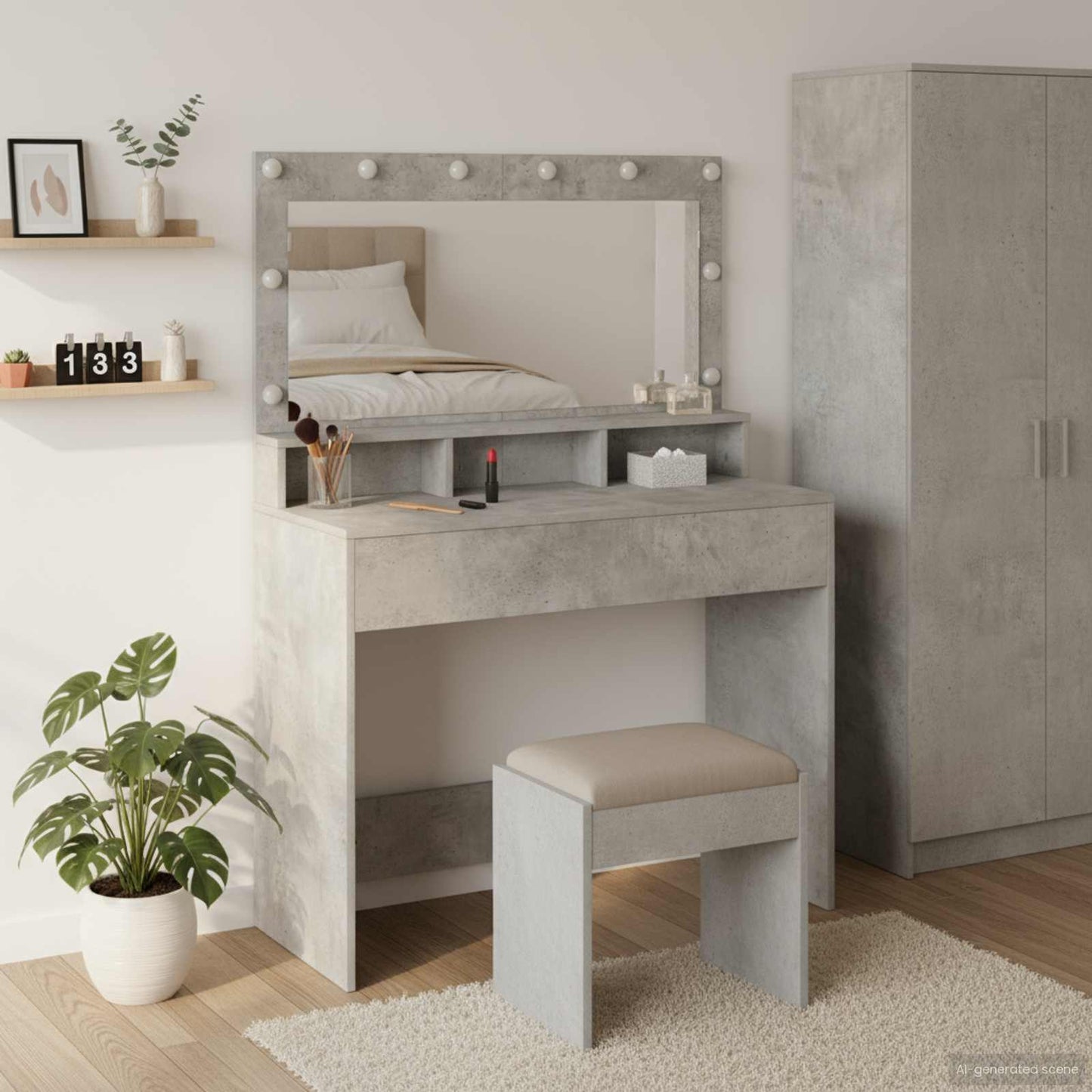 Klædeskab med hylde Beton Grå 100 x 41 x 135 cm Konstrueret træ