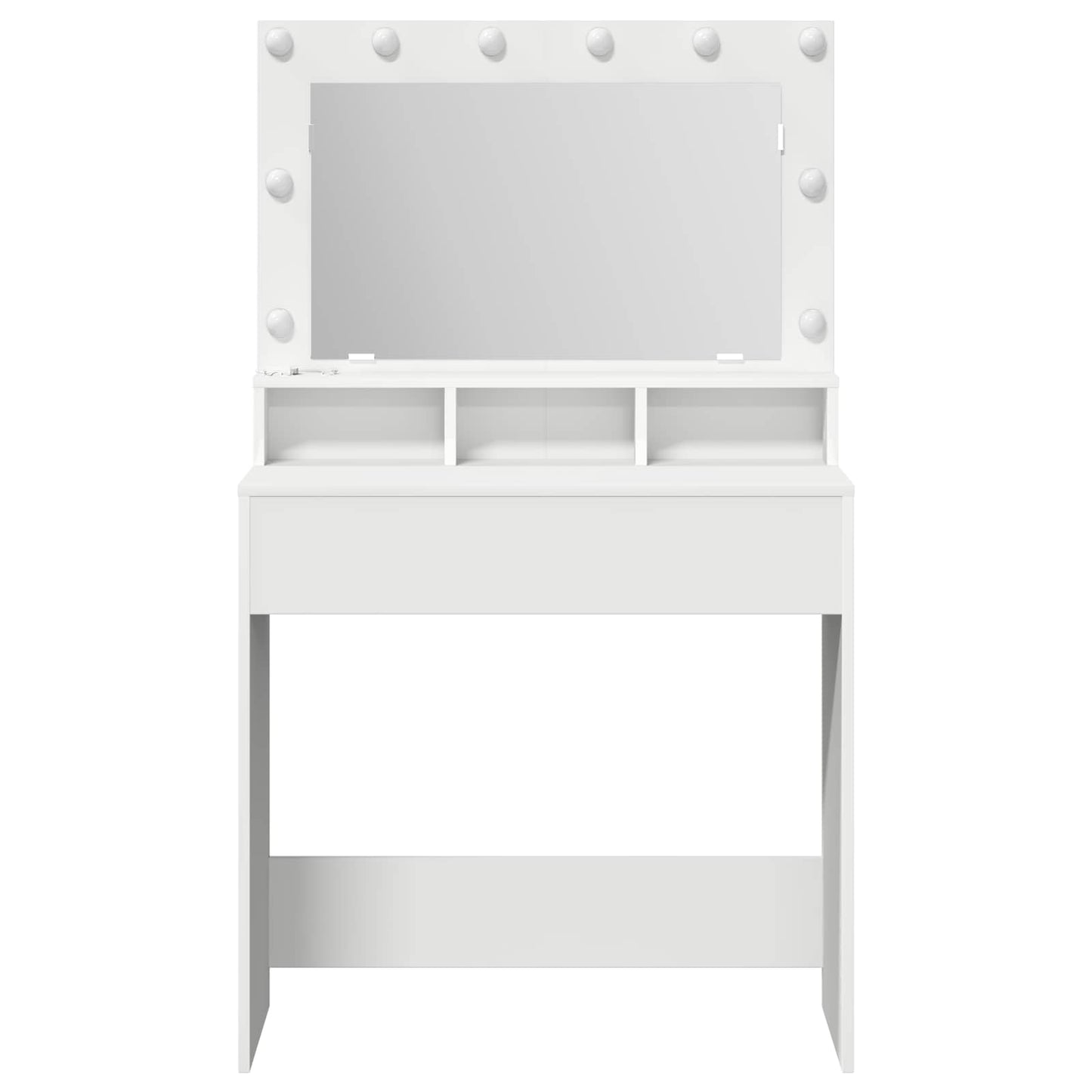 Klædeskab med spejllys Hvid 78,5 x 41 x 135 cm Konstrueret træ