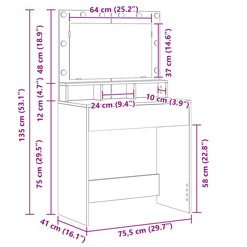 Klædeskab med hylde Sort eg 75,5 x 41 x 135 cm Konstrueret træ