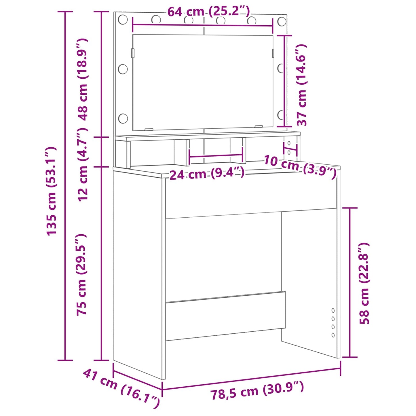 Klædeskab Beton Grå 78,5 x 41 x 135 cm Konstrueret træ