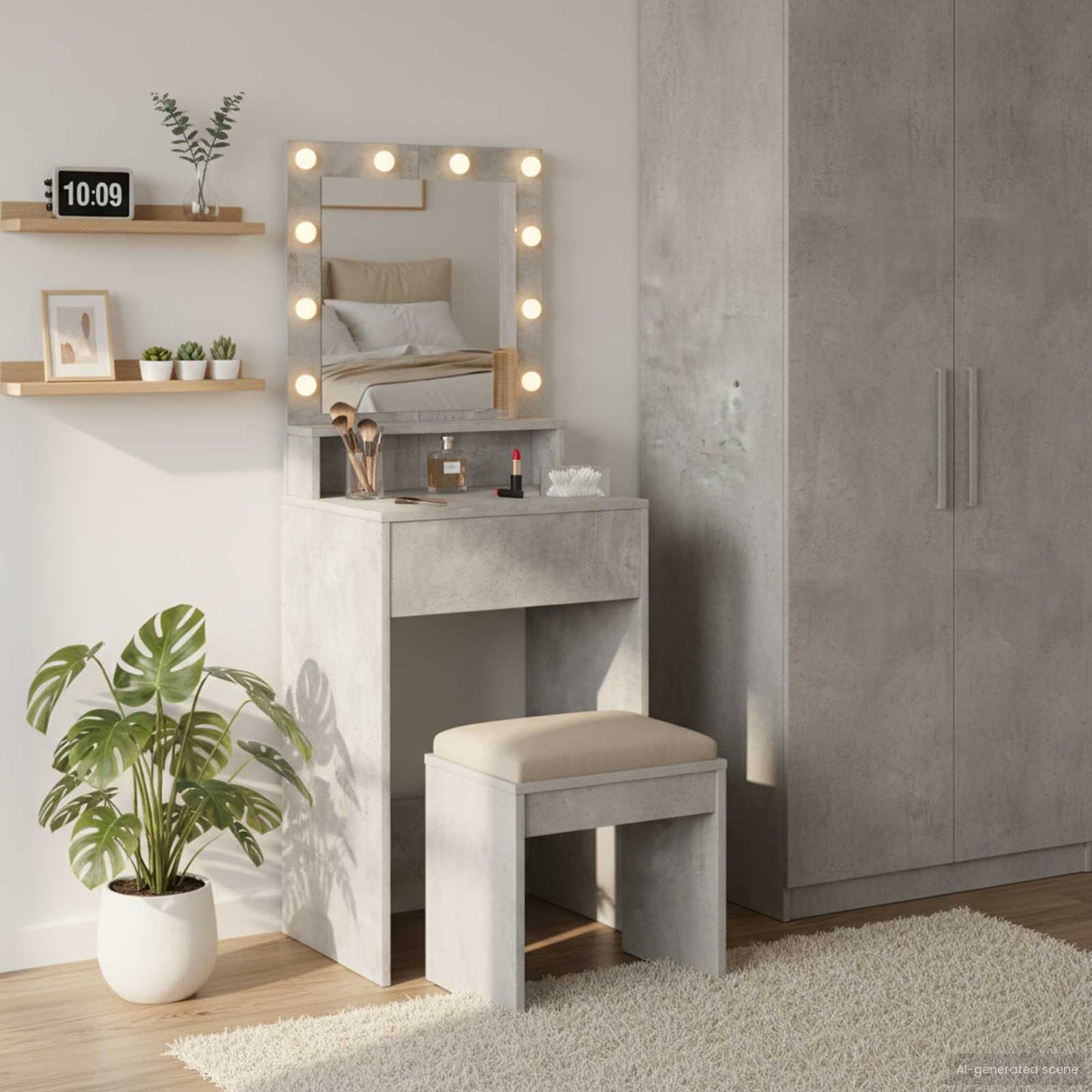 Klædeskab med hylde Beton Grå 50 x 41 x 135 cm Konstrueret træ