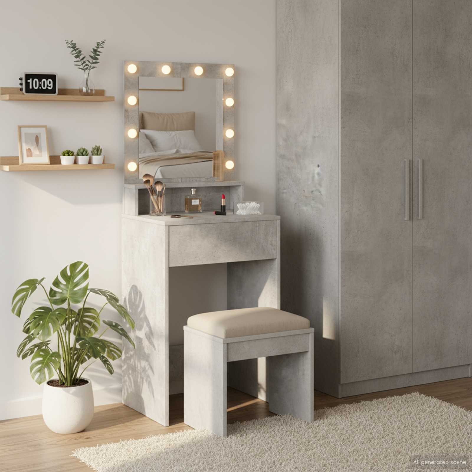 Klædeskab med hylde Beton Grå 50 x 41 x 135 cm Konstrueret træ billede