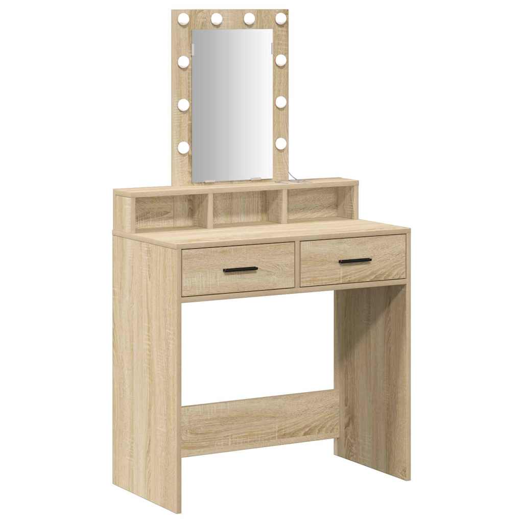 Klædeskab med spejllys Brun 79 x 41 x 140 cm Konstrueret træ