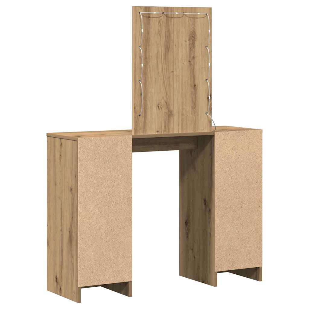 Klædeskab med spejllys Brun 102 x 33 x 135 cm Konstrueret træ