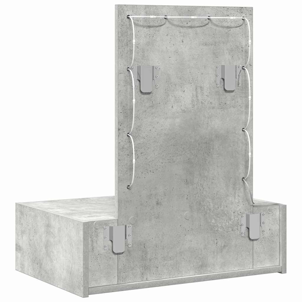 Klædeskab med spejllys Grå 60 x 40 x 70 cm Konstrueret træ