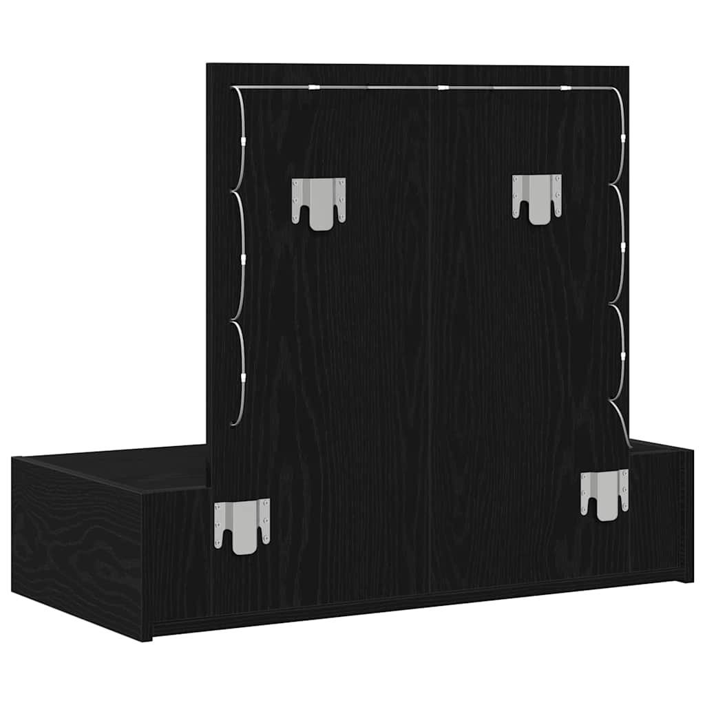 Klædeskab med spejllys Sort 83 x 40 x 70 cm Konstrueret træ