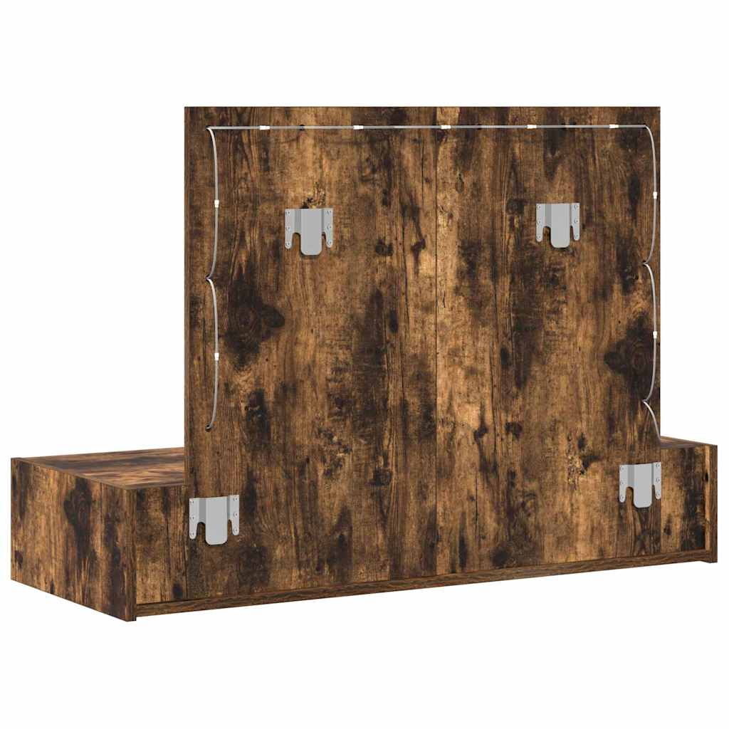 Klædeskab med spejllys Brun 100 x 40 x 70 cm Konstrueret træ