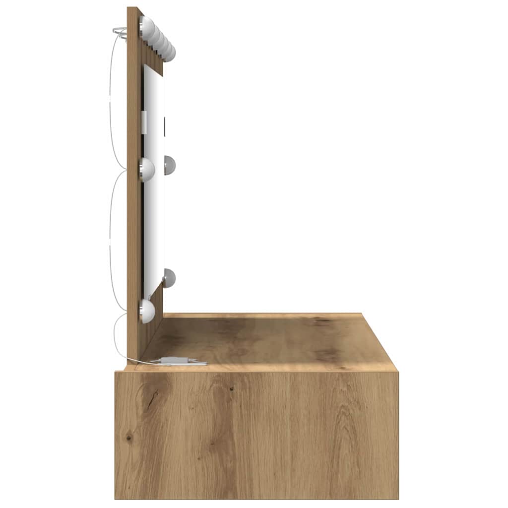 Klædeskab med spejllys Brun 100 x 40 x 70 cm Konstrueret træ