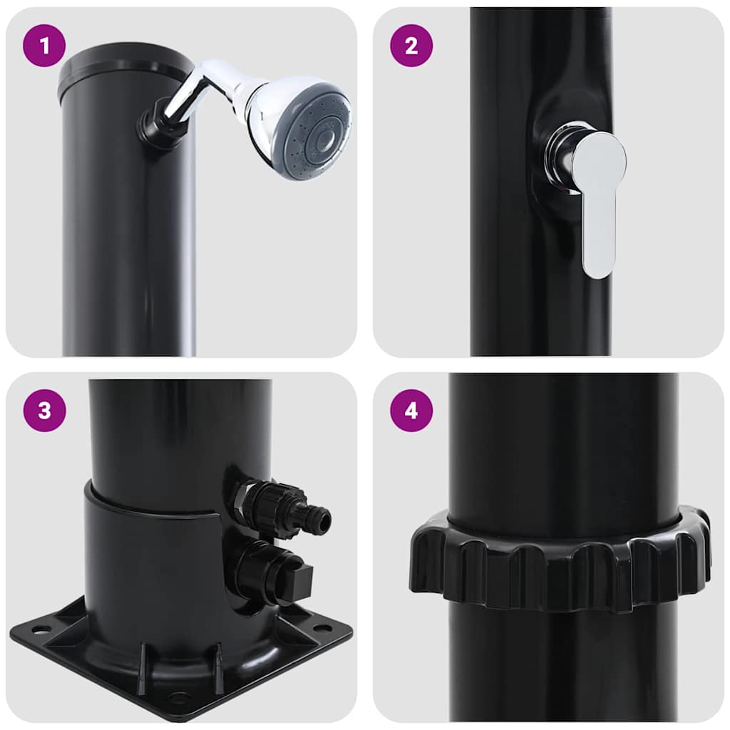 Udendørs Solbruser Sort 217 cm PVC og Aluminium