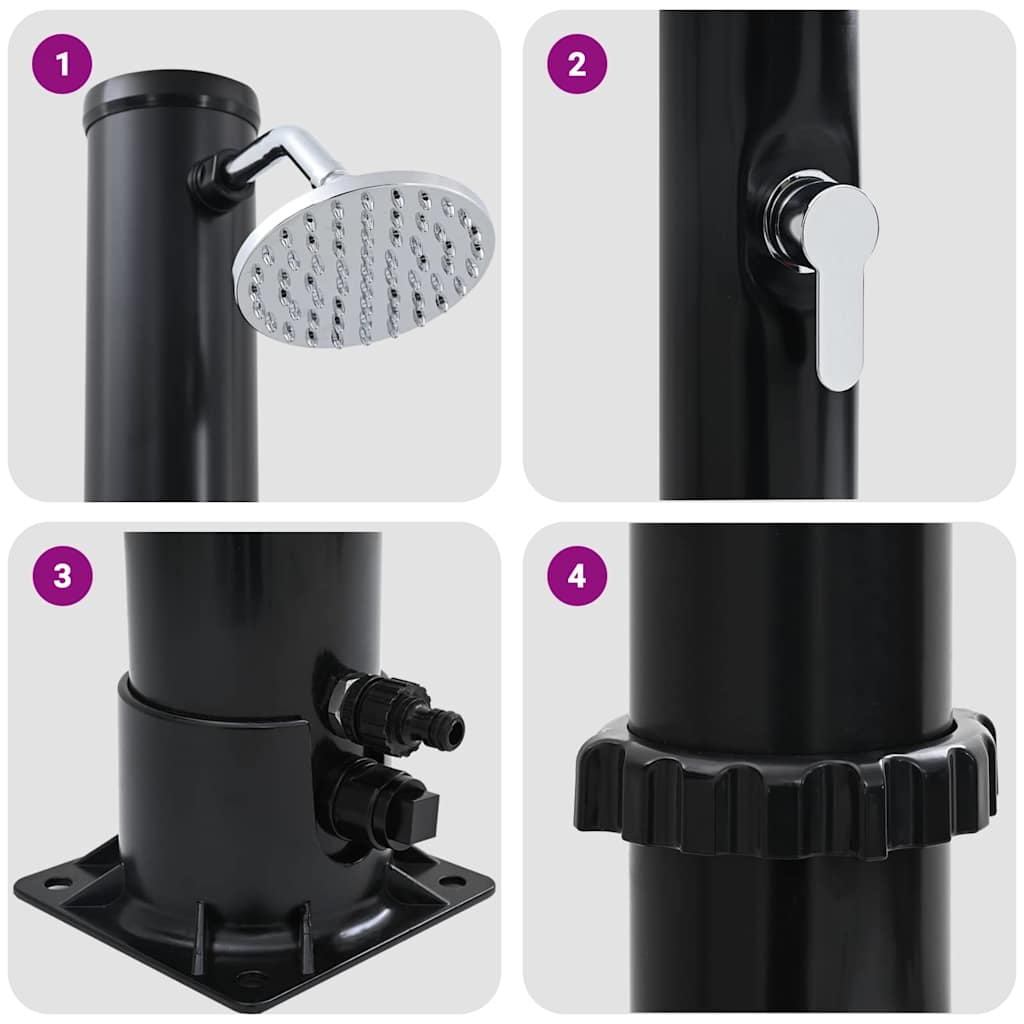 Udendørs Solbruser Sort 217 cm PVC og Aluminium