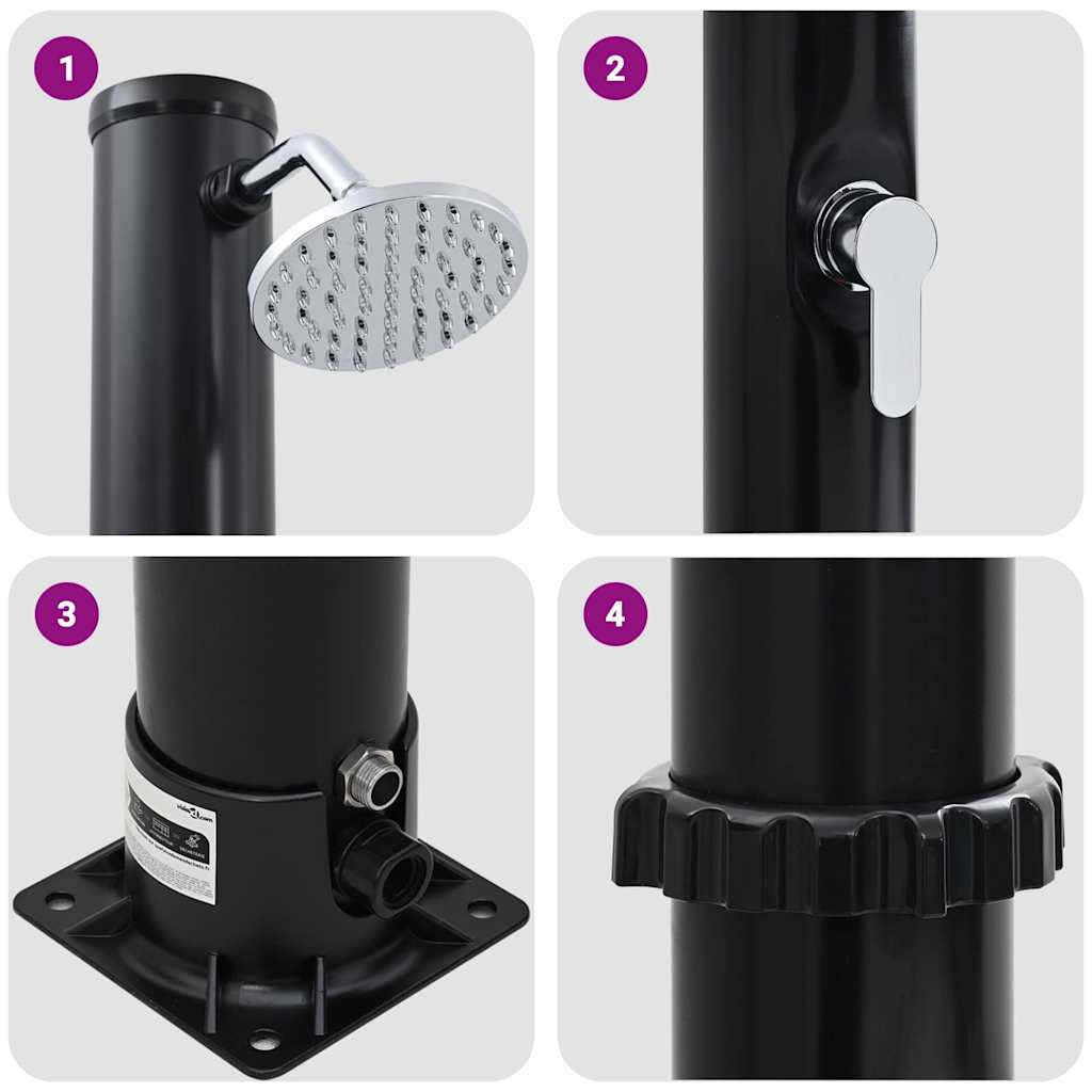 Udendørs Solbruser Sort 217 cm PVC og Aluminium