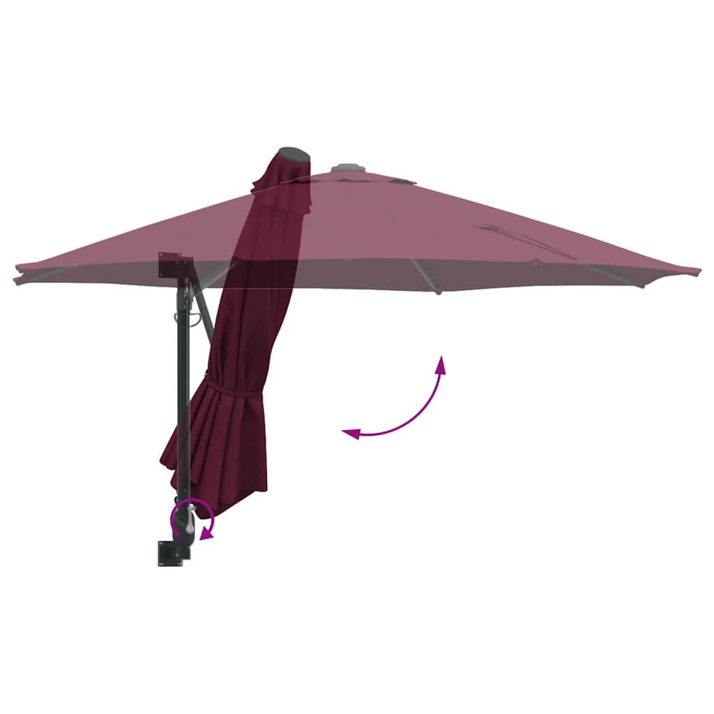 Havesol 248 x 248 x 148 cm Polyester og Stål Bordeaux Rød