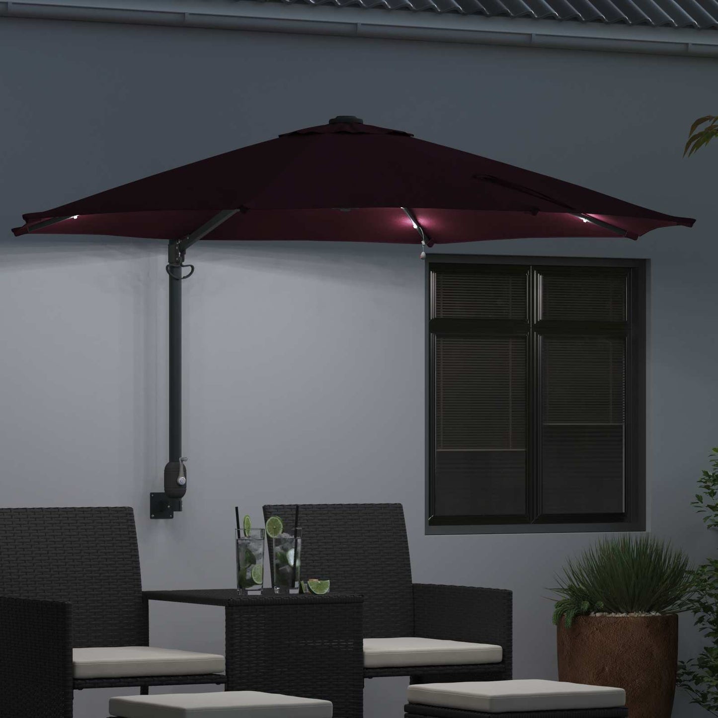 Havesol 248 x 248 x 148 cm Polyester og Stål Bordeaux Rød