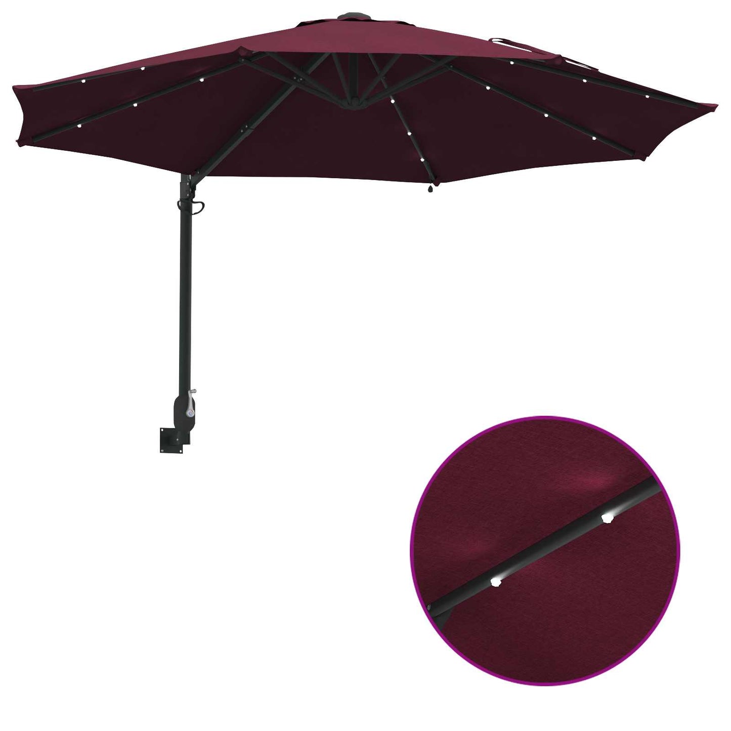 Havesol 248 x 248 x 148 cm Polyester og Stål Bordeaux Rød