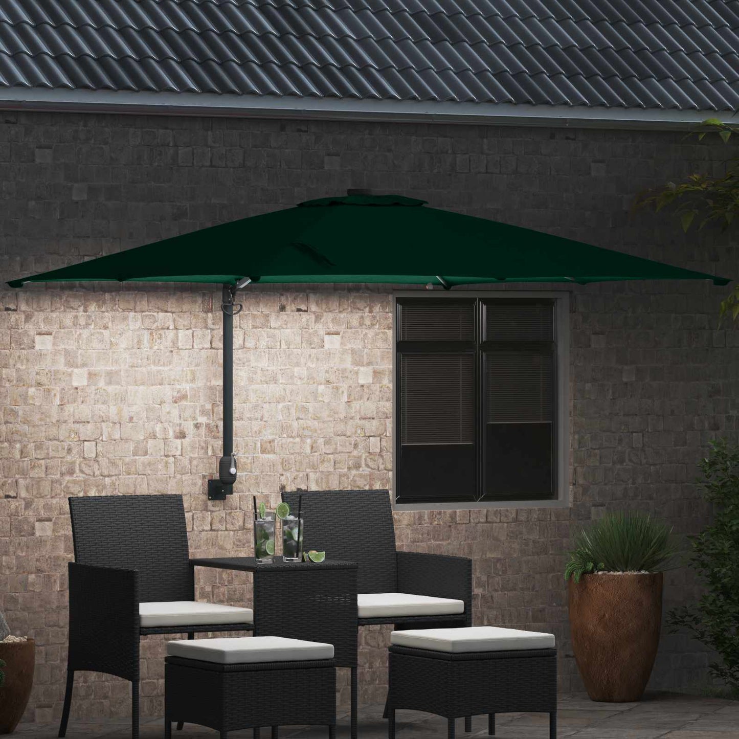Havesol Grøn 248,5 x 247,5 x 160 cm Polyester og Stål