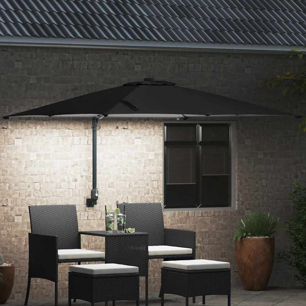 Havesol Sort 248,5 x 247,5 x 160 cm Polyester og Stål